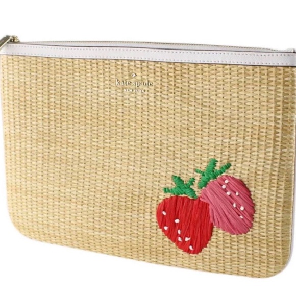 Kate Spade Strawberry Straw Zip Top Clutch Pouch - Picture 2 of 6